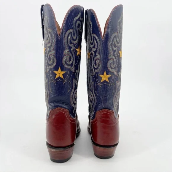 Lucchese purple/blue brown star embroidered snip toe women’s boots - Picture 6 of 13